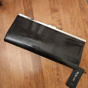Style & Co. Black Clutch with Silver Trim NWT